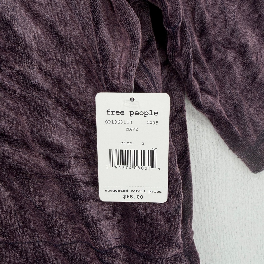 WE THE FREE PEOPLE Valerie Velvet Tee Shirt Women Small Purple Navy Short Sleeve - Picture 10 of 15